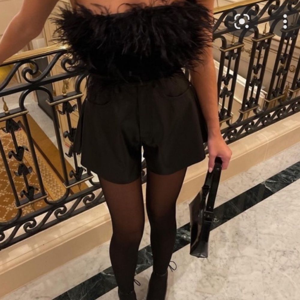Black faux leather shorts - Picture 3 of 7